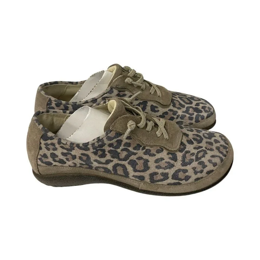 Naot Womens Sneaker Shoes EU 37 US 6 Brown Black Leopard Print Lace Up NWOB